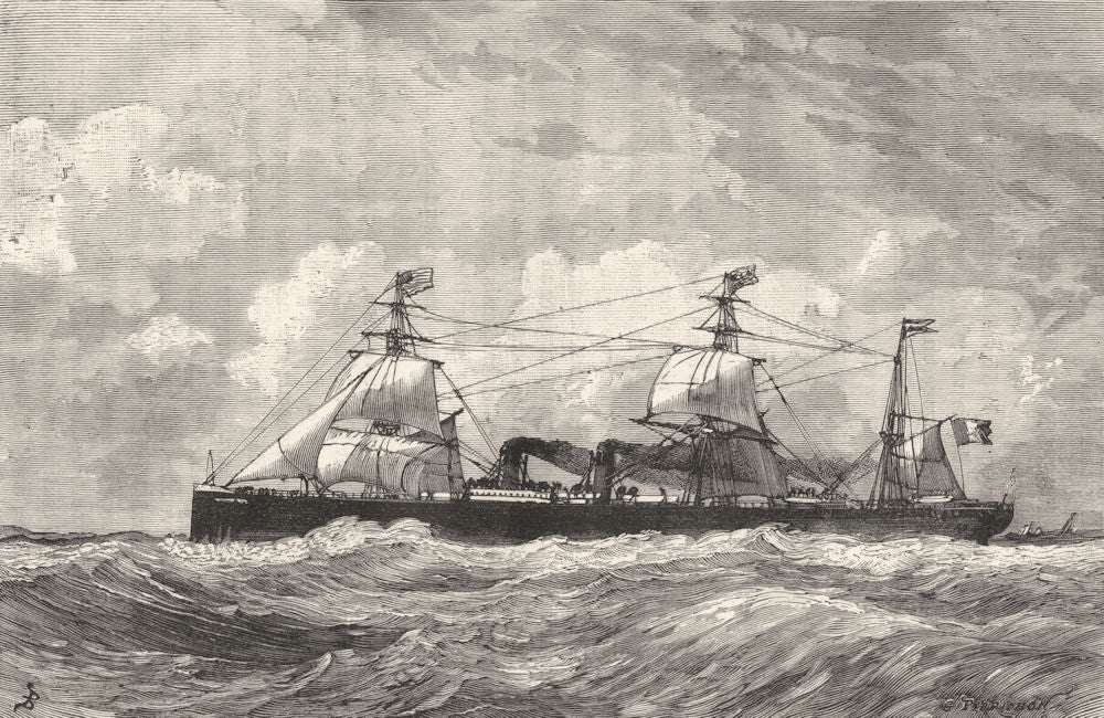 LE HAVRE. Canada, paquebot de Compagnie generale Transatlantique 1880 print
